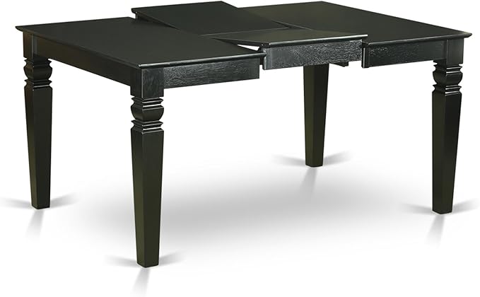 East West Furniture WEBO7-BLK-W 7 Piece Room Set Consist of a Rectangle Kitchen Table with Butterfly Leaf and 6 Dining Chairs, 42x60 Inch, Black - LeafyLoom