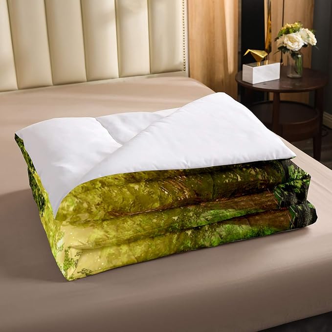 Erosebridal Magical Comforter Set Queen Size Mushroom Bedding Set Daisy Leaves Branches Sunset Nature Duvet Set Cute Style Quilted Duvet Home Room Decorative - LeafyLoom