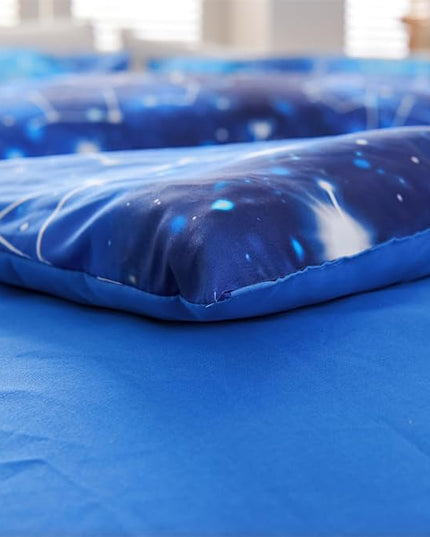 Holawakaka Tie Dye Constellation Print Ombre Comforter Set Twin Size Girls Boys Gradient Galaxy Bedding Set (Cyan,Twin) - LeafyLoom