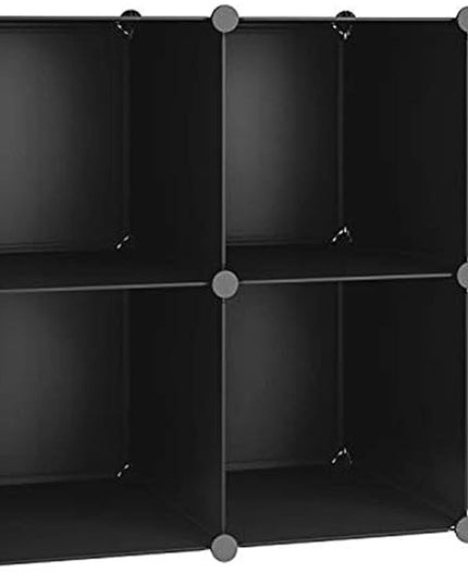 C&AHOME Cube Storage Organizer, 4-Cube Shelves Units, Closet Cabinet, DIY Plastic Modular Book Shelf, Ideal for Bedroom, Living Room, Office, 24.8" L x 12.4" W x 24.8" H Black SHS04A - LeafyLoom