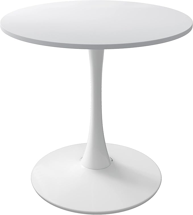 NicBex 32Inch Round Dining Table,Minimalist Kitchen Table with MDF Tabletop and Metal Base for 2 to 4,Leisure Coffee Table for Kitchen,Small Space,Apartment,Living Room,Space-Saving,Antique White - LeafyLoom