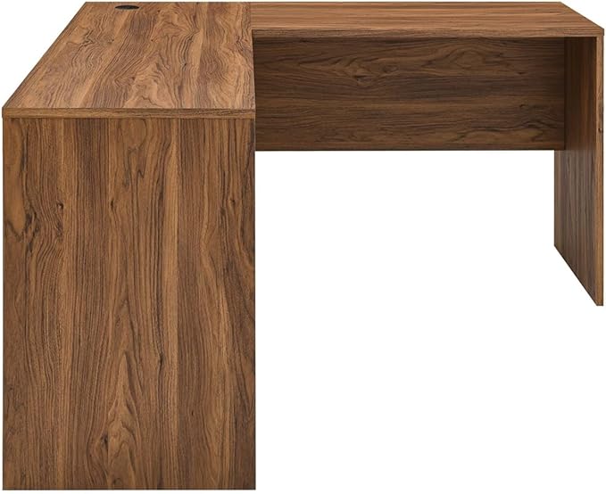 Modway Venture Mid-Century Modern L-Shaped Office Desk in Walnut - LeafyLoom