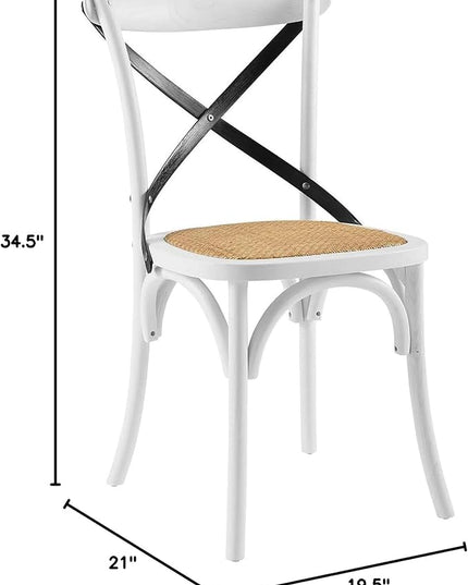 Modway Gear Side Set of 2, Two Dining Chairs, White Black - LeafyLoom