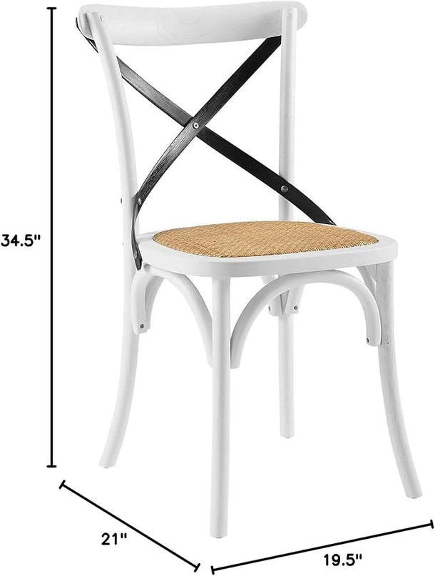 Modway Gear Side Set of 2, Two Dining Chairs, White Black - LeafyLoom