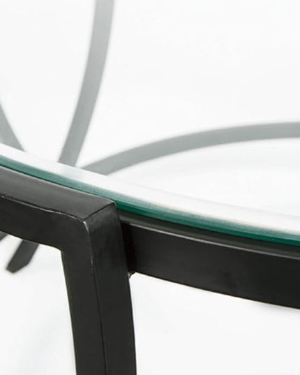 Signature Design by Ashley Tarrin Contemporary Glass Top Round 3-Piece Table Set, Includes Coffee Table and 2 End Tables, Black - LeafyLoom