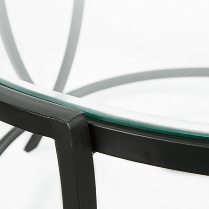 Signature Design by Ashley Tarrin Contemporary Glass Top Round 3-Piece Table Set, Includes Coffee Table and 2 End Tables, Black - LeafyLoom