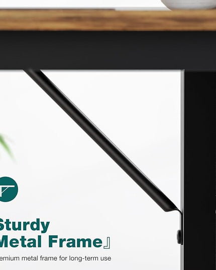 SMUG Computer Desk with Storage Drawers, 47 Inch Small Office Desk Modern Simple Workstation Study Writing Table for Home Bedroom, Rustic Brown - LeafyLoom