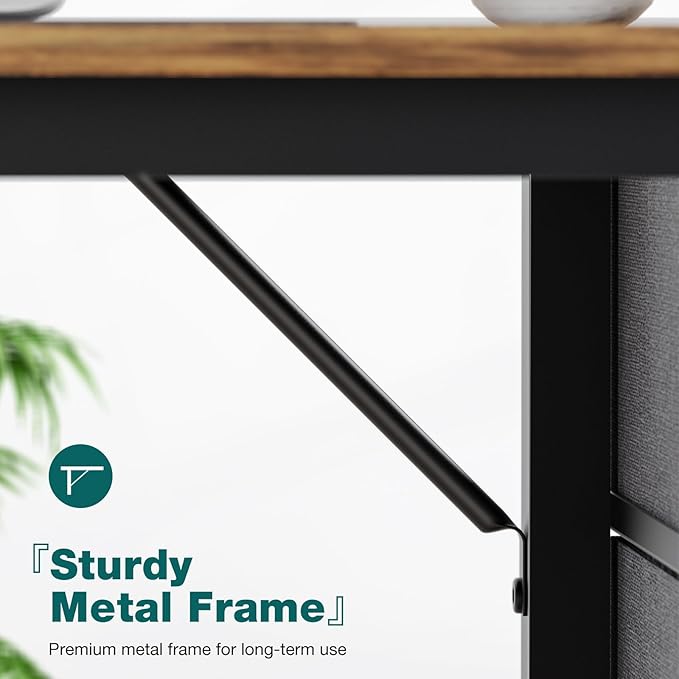 SMUG Computer Desk with Storage Drawers, 47 Inch Small Office Desk Modern Simple Workstation Study Writing Table for Home Bedroom, Rustic Brown - LeafyLoom