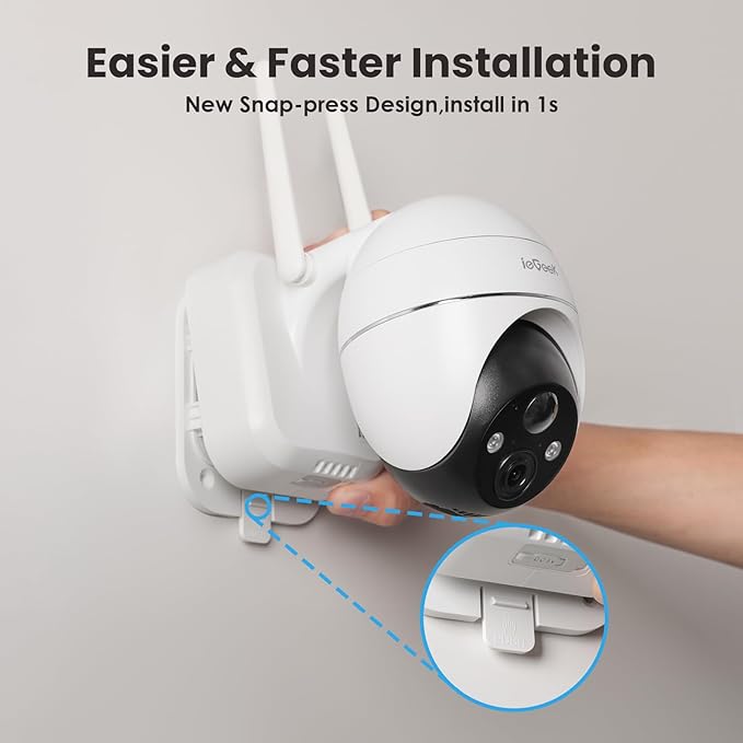 ieGeek Security Camera Outdoor, 2K Wireless WiFi 360°PTZ Camera, Solar Battery Powered Surveillance Camera with Spotlight/Siren/Motion Detection/3MP Color Night Vision,Compatible with Alexa ieGeek