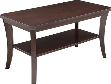 Leick Home 10303 Boa Condo/Apartment Coffee Table with Shelf, Chocolate Oak - LeafyLoom