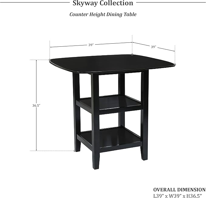 Lexicon Skyway 5-Piece Counter Height Dining Set, Black - LeafyLoom