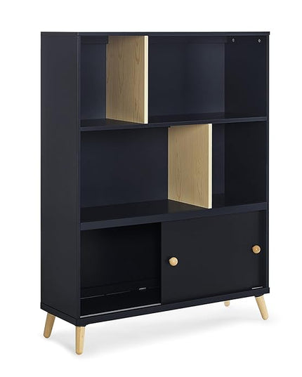 Delta Children Essex Bookcase - Greenguard Gold Certified, Black/Natural - LeafyLoom