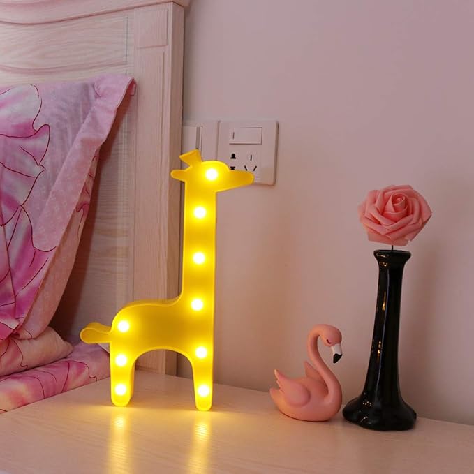 GUOCHENG Cute Giraffe Shaped LED Night Light Warm White Table Night Lamps Bedroom Nursery Home Bedside Indoor Decorations Giraffe Gifts for Kids Children Girls - LeafyLoom
