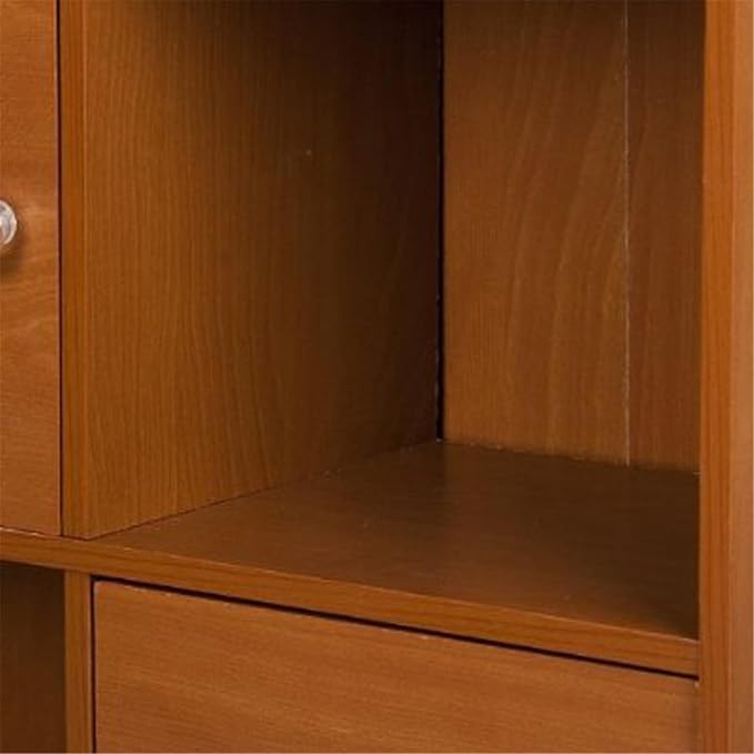 Furinno Pasir 3 Tier Shelf with 3 Door/Round Handle, Steam Beech - LeafyLoom