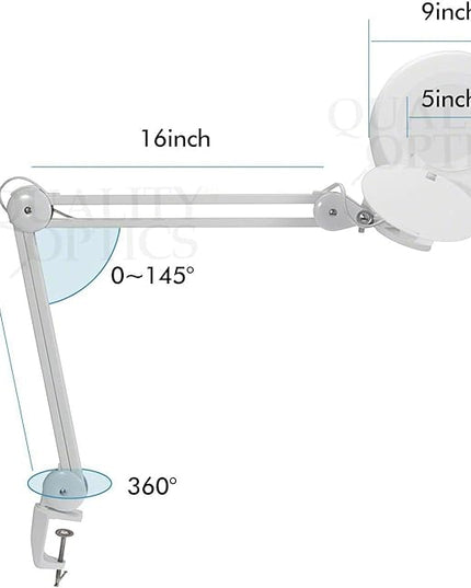 Quality Optics® Professional Series Illuminated Workstation Swing Arm Magnifier 8LED Diopter - LeafyLoom