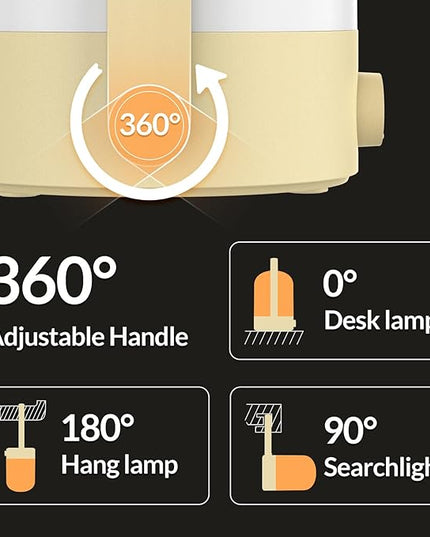 Table Lamp Rechargeable LED Desk Lamp Stepless Dimmer Bedside Table Lamp for Bedroom and Office, Portable Table Lamp for Outdoor & Camping, 360° Eye-Care Lighting & Portable Handle Long-Lasting - LeafyLoom