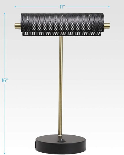 O’Bright LED Desk Lamp with USB Charging Port, Metal Lamp, Flexible Swivel Arms, Soft White LED Reading Light (3000K), Bedside Reading Lamp, Office Lamp, Table Lamp, ETL Listed (Piano Lamp - Black) - LeafyLoom