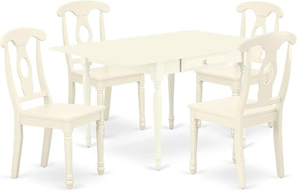 East West Furniture MZKE5-LWH-W Monza 5 Piece Room Furniture Set Includes a Rectangle Kitchen Table with Dropleaf and 4 Dining Chairs, 36x54 Inch - LeafyLoom