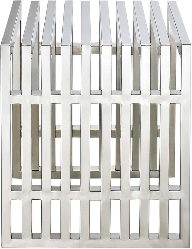 Modway Gridiron Stainless Steel Large and Small 2-Piece Bench Set - LeafyLoom