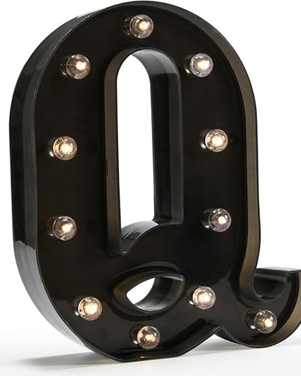 Light Up Black Alphabet Marquee Letters Sign LED Marquee Number Lights Sign for Night Light Home Bar Christmas Lamp Birthday Party Wedding Decoration Q - LeafyLoom