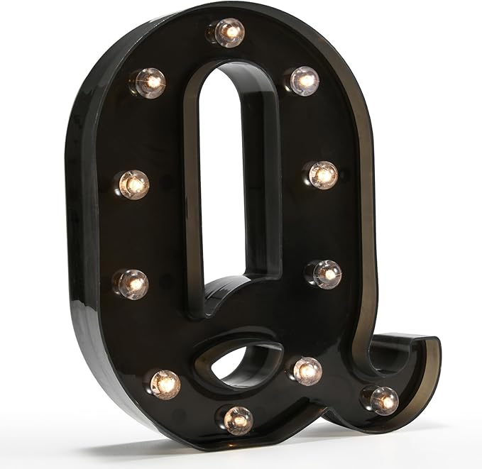 Light Up Black Alphabet Marquee Letters Sign LED Marquee Number Lights Sign for Night Light Home Bar Christmas Lamp Birthday Party Wedding Decoration Q - LeafyLoom