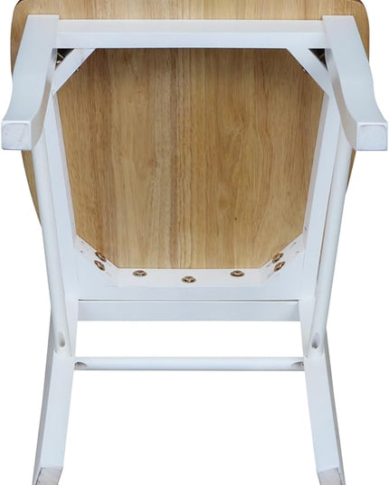 International Concepts Madrid Ladderback Chair, Wood, White/Natural/Set of 2 - LeafyLoom