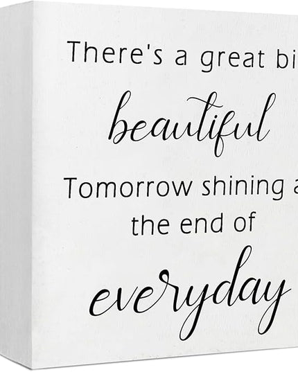 Office Desk Decor Funny Signs Funny Office Decor There's a Great Big Beautiful Tomorrow Wood Signs Home Decor Office Decorations for Work Farmhouse Office Decor Funny Home Decor Gifts (5x5inch) - LeafyLoom