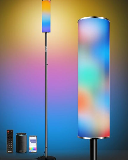 chiphy RGB Floor Lamp, 75'' Color Changing Floor Lamp, LED Cylinder Floor Lamp Alexa Lamp APP Control, Music Sync DIY Mode, 18W 1600 Lumen Modern Lamp for Living Room Bedroom Gaming Room Party - LeafyLoom