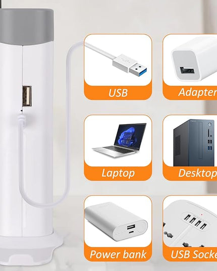 Small Desk Lamp, Mini Table Lamps for Home Office, Portable LED Flashlight/Book Light with USB Charging Port (5000MAH), Night Reading Light with Phone Holder/Eye Caring 3-Brightness Mode - LeafyLoom