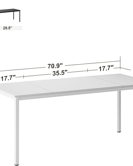 SogesGame Computer Desk, 71 inches Desk & Workstations for Home Office, Writing Study Corner Desk, Modern Simple Style Laptop Table, Easy to Assemble, White - LeafyLoom