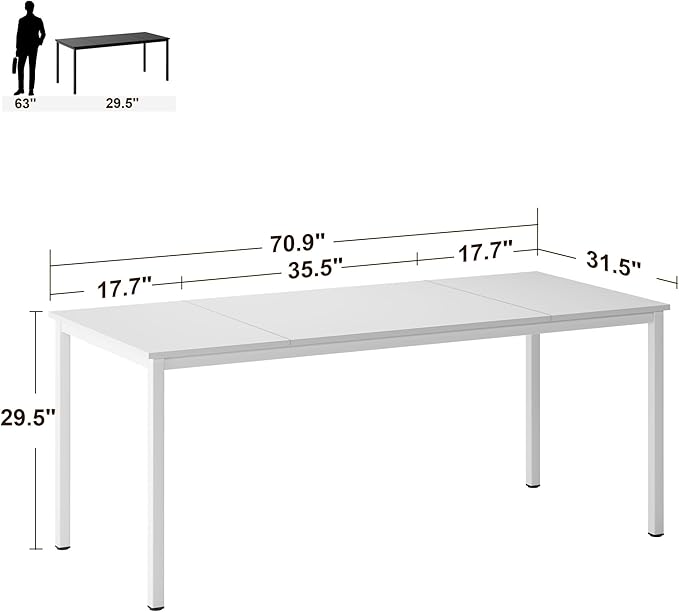 SogesGame Computer Desk, 71 inches Desk & Workstations for Home Office, Writing Study Corner Desk, Modern Simple Style Laptop Table, Easy to Assemble, White - LeafyLoom