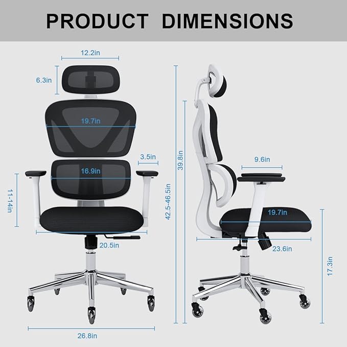 Sytas Ergonomic Home Office Chair, Desk Chair with Lumbar Support, Ergonomic Computer Chair High Back - LeafyLoom