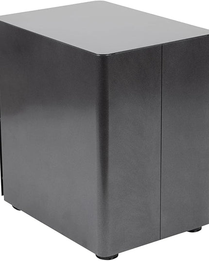 Flash Furniture Warner Modern 3-Drawer Mobile Locking Filing Cabinet with Anti-Tilt Mechanism and Hanging Drawer for Legal & Letter Files, Black - LeafyLoom