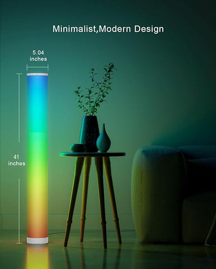 Led Floor Lamp, RGBIC Color Changing Modern Corner Lamp with Music Sync for Living Room Bedroom, 41'' Standing Lamp Mood Lighting Night light with APP Control - LeafyLoom
