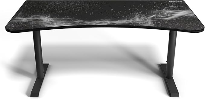 Arozzi Arena Special Edition Ultrawide Curved Gaming and Office Desk with Full Surface Water Resistant Desk Mat Custom Monitor Mount Cable Management Cut Outs - Gunmetal Galaxy - LeafyLoom