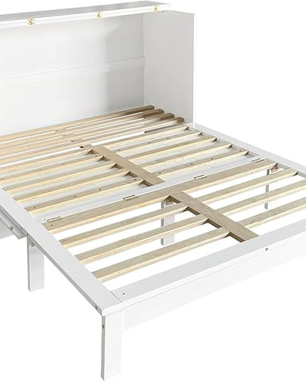 Queen Size Murphy Bed with Storage Drawer for Small Space,Bedroom, Livingroom, Guestroom, White - LeafyLoom