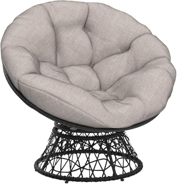 Bme Papasan Chair, Silver clound - Black Base - LeafyLoom