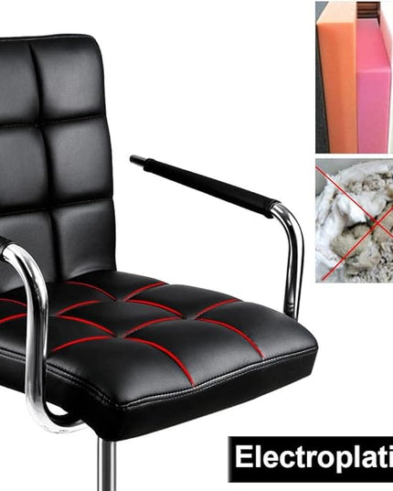 Yaheetech Desk Chair - Office Chair with Arms/Wheels for Students Swivel Faux Leather Home Computer Black - LeafyLoom