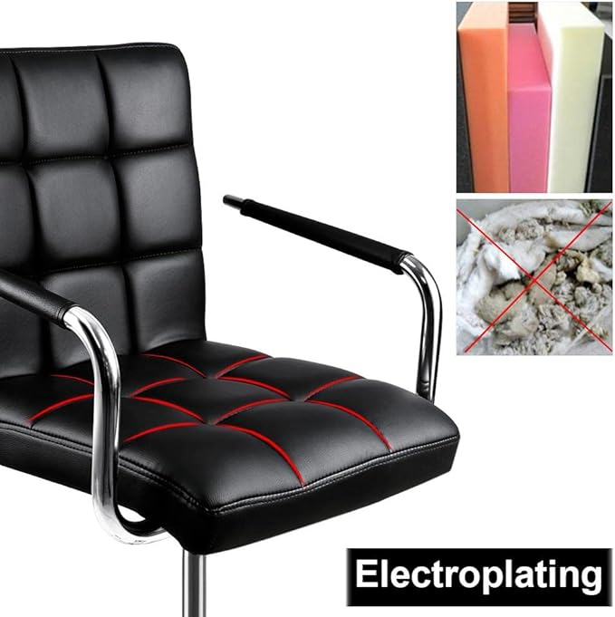 Yaheetech Desk Chair - Office Chair with Arms/Wheels for Students Swivel Faux Leather Home Computer Black - LeafyLoom
