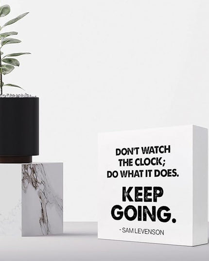 Keep Going Wood Box Signs,Inspirational Quote Wood Plaque Sign Desk Decor,Rustic Motivational Wooden Block Sign Decor for Home Office Shelf Desk Table Decoration C1069 - LeafyLoom
