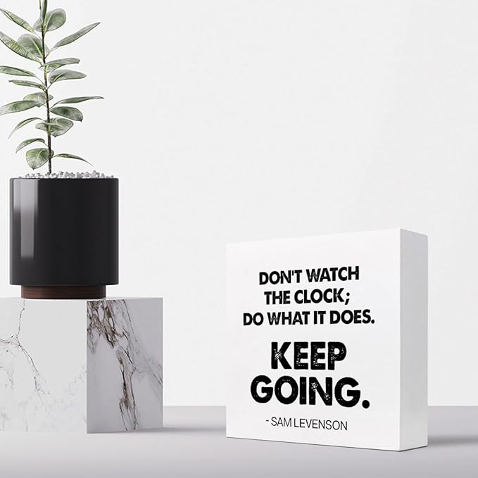 Keep Going Wood Box Signs,Inspirational Quote Wood Plaque Sign Desk Decor,Rustic Motivational Wooden Block Sign Decor for Home Office Shelf Desk Table Decoration C1069 - LeafyLoom