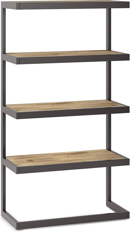 SIMPLIHOME Erina SOLID ACACIA WOOD 36 Inch Rectangle Modern Industrial Bookcase in Distressed Golden Wheat, for The Living Room, Study Room and Office - LeafyLoom