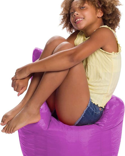 Posh Creations Bean Bag Structured Seat for Toddlers and Kids, Comfy Chair for Children, Pasadena, Purple - LeafyLoom