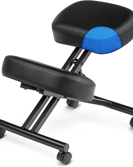 Luxton Home Ergonomic Kneeling Chair with Memory Foam Layer - Improves Posture - Adjustable Stool for Home and Office - Thick Comfortable Cushions - LeafyLoom