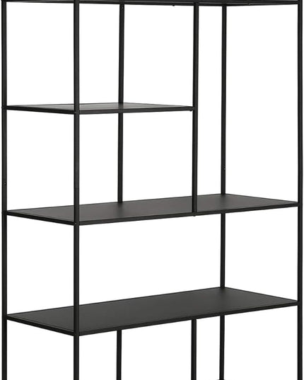 Henn&Hart 72" Tall Rectangular Bookcase in Blackened Bronze, Table for Living Room, Bedroom - LeafyLoom