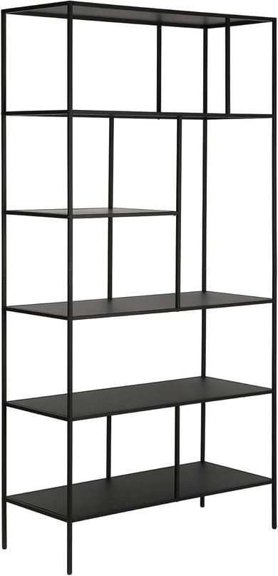 Henn&Hart 72" Tall Rectangular Bookcase in Blackened Bronze, Table for Living Room, Bedroom - LeafyLoom
