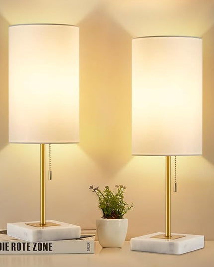Luvkczc Minimalist Marble Table Lamp Set of 2 for Mens Room Table Decor - LeafyLoom