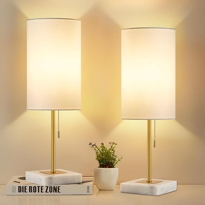Luvkczc Minimalist Marble Table Lamp Set of 2 for Mens Room Table Decor - LeafyLoom