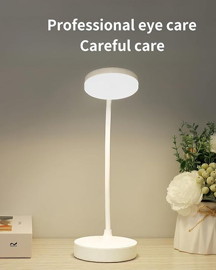 Small desk lamp USB rechargeable desk lamp with 3 color modes, dimmable learning lamp for learning, reading and writing, art and handicrafts, nail art, flexible gooseneck desk lamp - LeafyLoom
