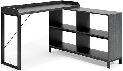 Signature Design by Ashley Yarlow Industrial Home Office L-Shaped Desk with Cube Storage, Black - LeafyLoom